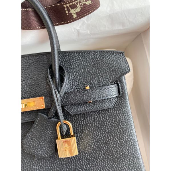 Hermes Birkin 25 Handmade Bag In Black Clemence Leather - Image 3