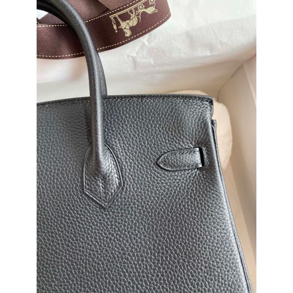 Hermes Birkin 25 Handmade Bag In Black Clemence Leather - Image 4