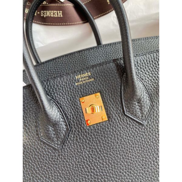 Hermes Birkin 25 Handmade Bag In Black Clemence Leather - Image 6