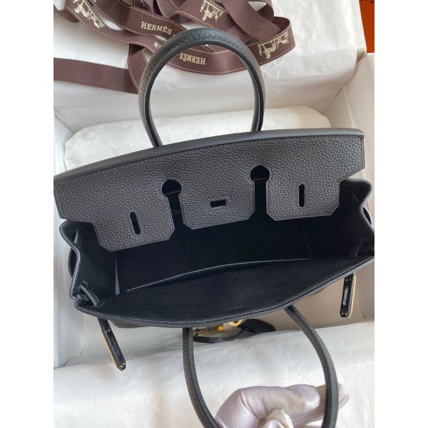 Hermes Birkin 25 Handmade Bag In Black Clemence Leather - Image 7
