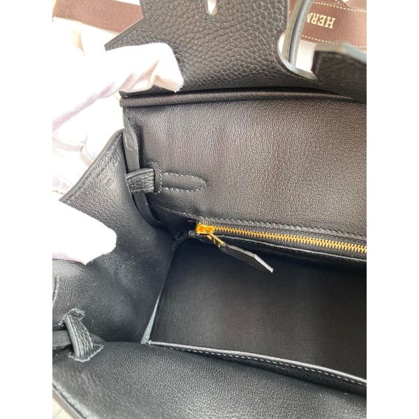 Hermes Birkin 25 Handmade Bag In Black Clemence Leather - Image 9