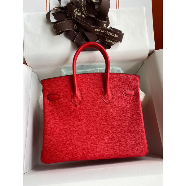 Hermes Birkin 25 Handmade Bag In Red Clemence Leather - Image 2
