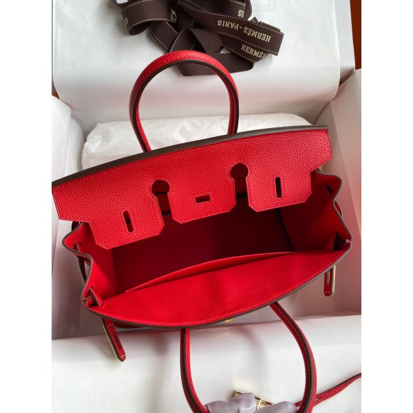 Hermes Birkin 25 Handmade Bag In Red Clemence Leather - Image 7