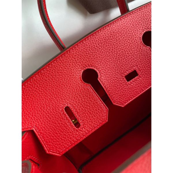 Hermes Birkin 25 Handmade Bag In Red Clemence Leather - Image 8
