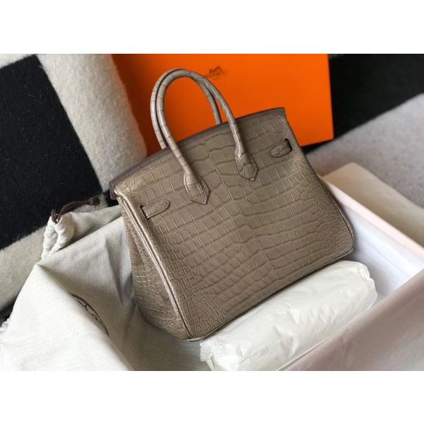 Hermes Birkin 25cm Bag In Taupe Embossed Crocodile Leather - Image 2