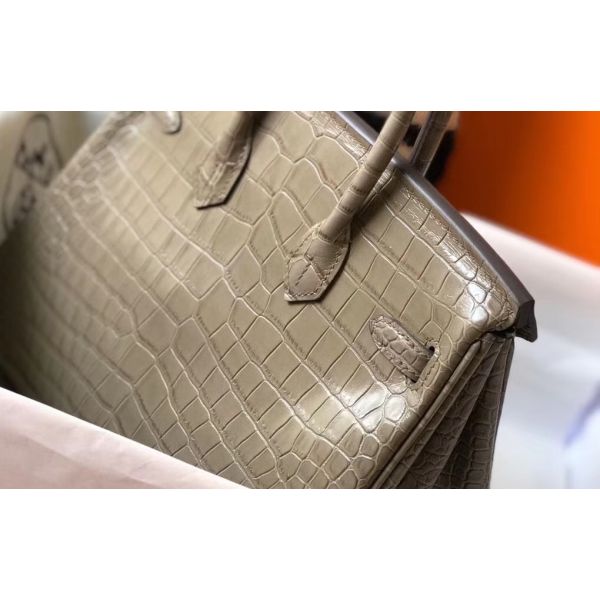Hermes Birkin 25cm Bag In Taupe Embossed Crocodile Leather - Image 5