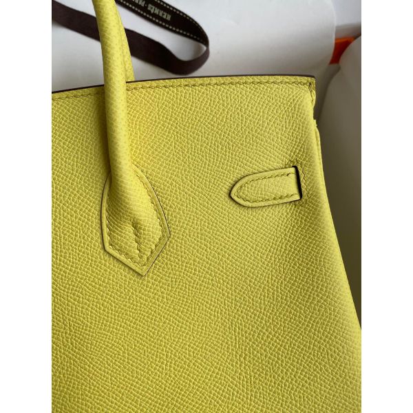 Hermes Birkin 25 Retourne Handmade Bag In Lime Epsom Calfskin - Image 4