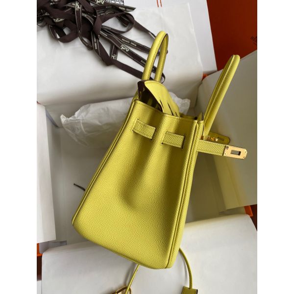 Hermes Birkin 25 Retourne Handmade Bag In Lime Epsom Calfskin - Image 5