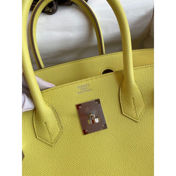 Hermes Birkin 25 Retourne Handmade Bag In Lime Epsom Calfskin - Image 6