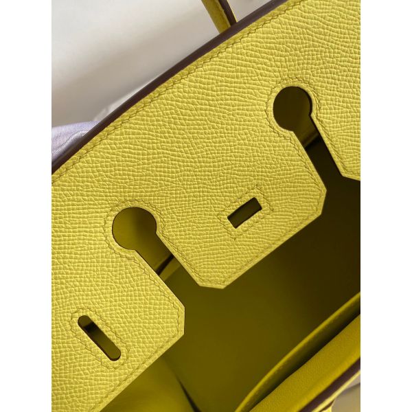 Hermes Birkin 25 Retourne Handmade Bag In Lime Epsom Calfskin - Image 7