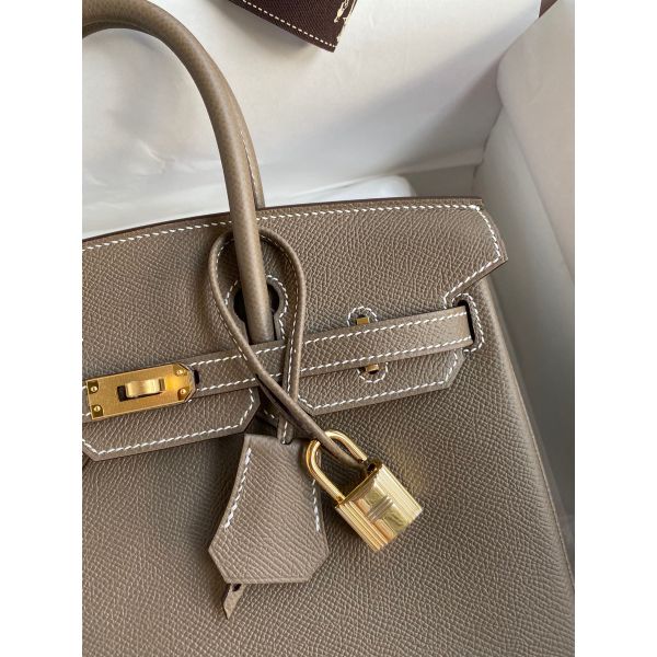 Hermes Birkin 25 Handmade Bag In Taupe Epsom Calfskin - Image 3