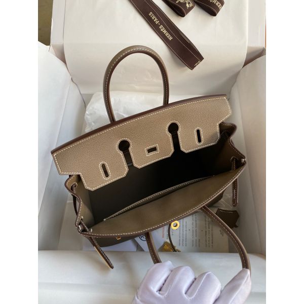 Hermes Birkin 25 Handmade Bag In Taupe Epsom Calfskin - Image 6