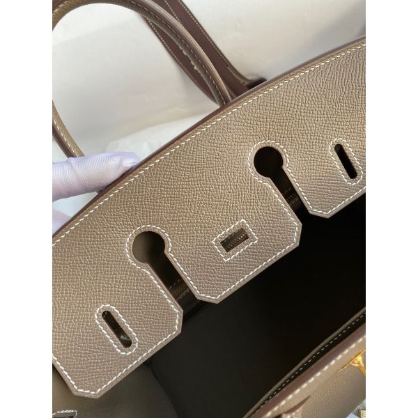 Hermes Birkin 25 Handmade Bag In Taupe Epsom Calfskin - Image 8