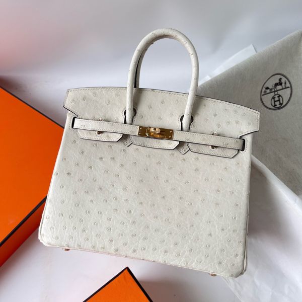Hermes Birkin 25 Retourne Handmade Bag In Beton Ostrich Leather - Image 2