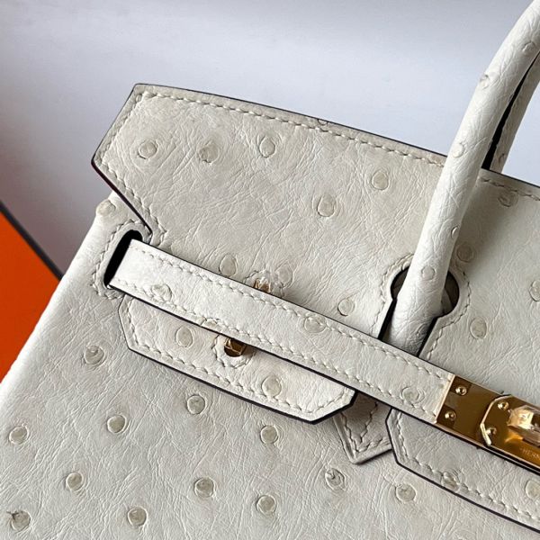 Hermes Birkin 25 Retourne Handmade Bag In Beton Ostrich Leather - Image 3
