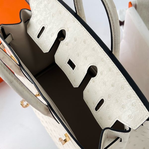 Hermes Birkin 25 Retourne Handmade Bag In Beton Ostrich Leather - Image 7