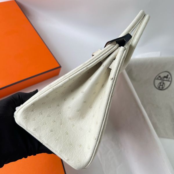 Hermes Birkin 25 Retourne Handmade Bag In Beton Ostrich Leather - Image 8