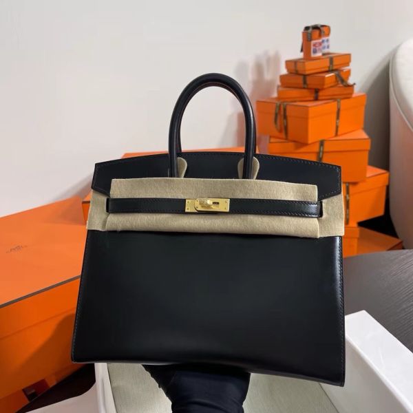 Hermes Birkin 25 Sellier Handmade Bag In Black Box Calfskin - Image 2