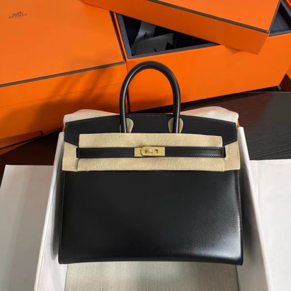 Hermes Birkin 25 Sellier Handmade Bag In Black Box Calfskin - Image 3