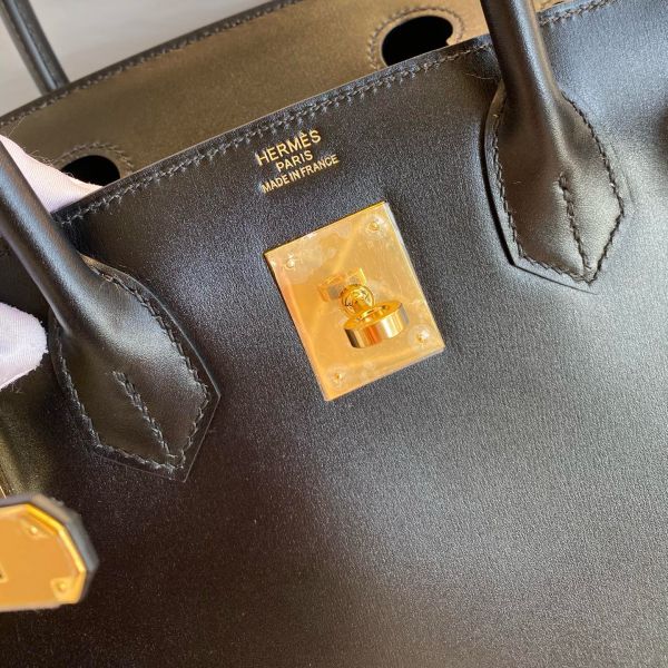 Hermes Birkin 25 Sellier Handmade Bag In Black Box Calfskin - Image 10