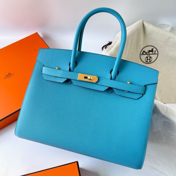Hermes Birkin 25 Sellier Handmade Bag In Celeste Epsom Calfskin - Image 2