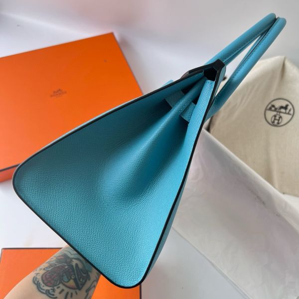 Hermes Birkin 25 Sellier Handmade Bag In Celeste Epsom Calfskin - Image 6