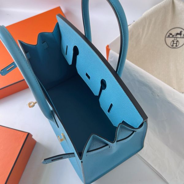 Hermes Birkin 25 Sellier Handmade Bag In Celeste Epsom Calfskin - Image 9
