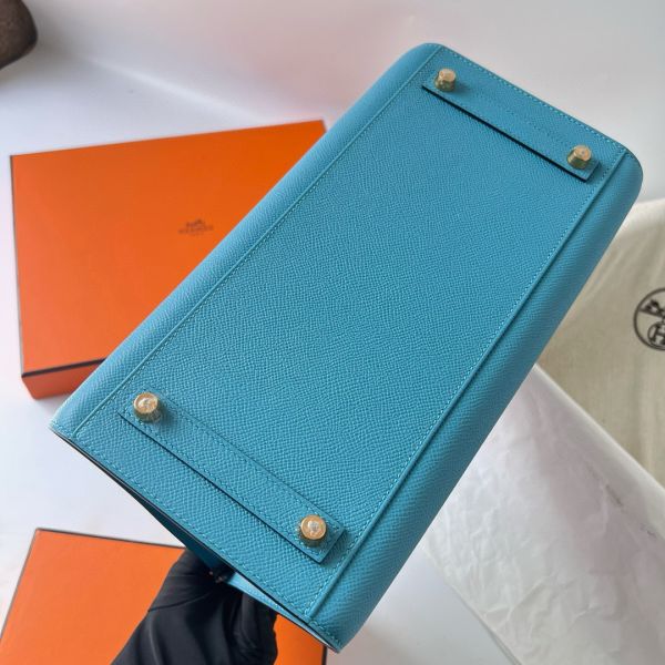 Hermes Birkin 25 Sellier Handmade Bag In Celeste Epsom Calfskin - Image 10