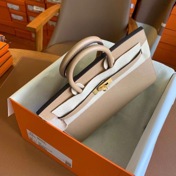 Hermes Birkin 25 Sellier Handmade Bag In Chai Epsom Calfskin - Image 6