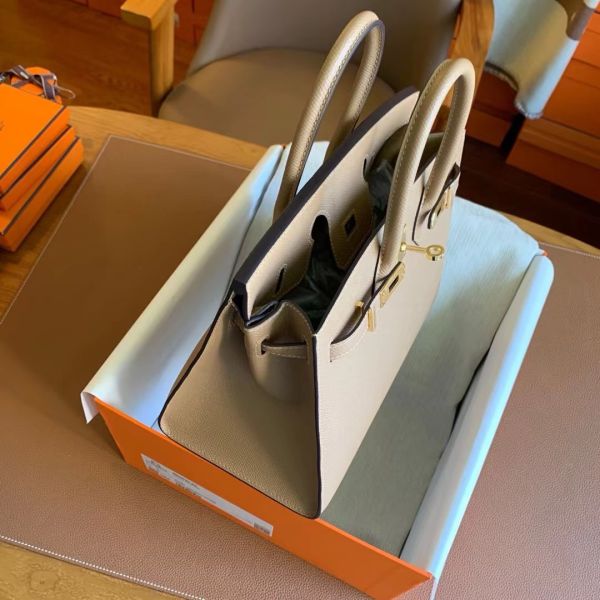 Hermes Birkin 25 Sellier Handmade Bag In Chai Epsom Calfskin - Image 8
