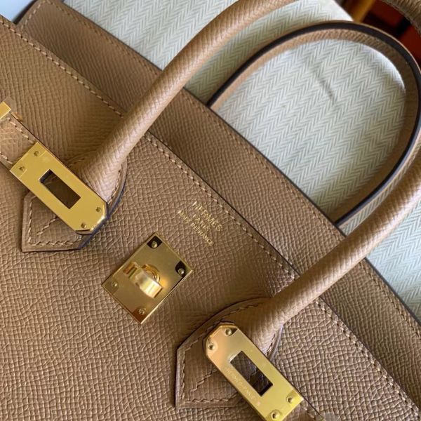 Hermes Birkin 25 Sellier Handmade Bag In Chai Epsom Calfskin - Image 9