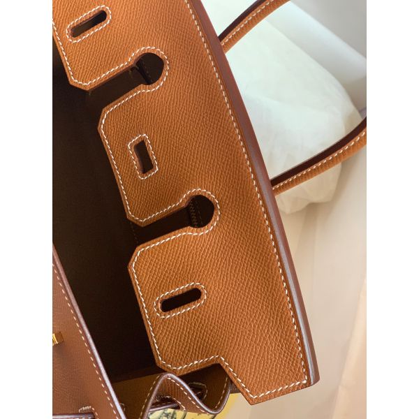 Hermes Birkin 25 Sellier Handmade Bag In Gold Epsom Calfskin - Image 6