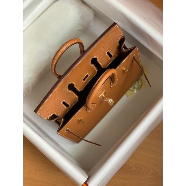 Hermes Birkin 25 Sellier Handmade Bag In Gold Epsom Calfskin - Image 7