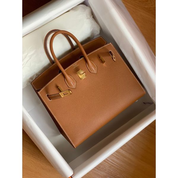 Hermes Birkin 25 Sellier Handmade Bag In Gold Epsom Calfskin - Image 8