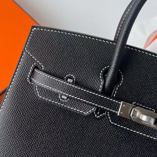 Hermes Birkin 25 Sellier Handmade Bag In Noir Epsom Calfskin - Image 3