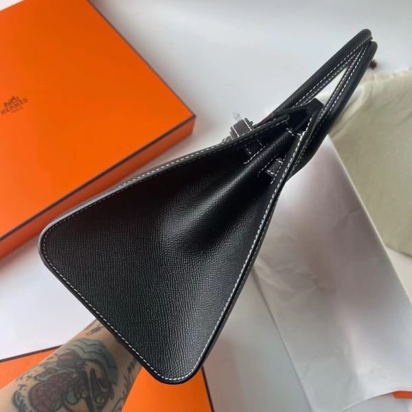 Hermes Birkin 25 Sellier Handmade Bag In Noir Epsom Calfskin - Image 4