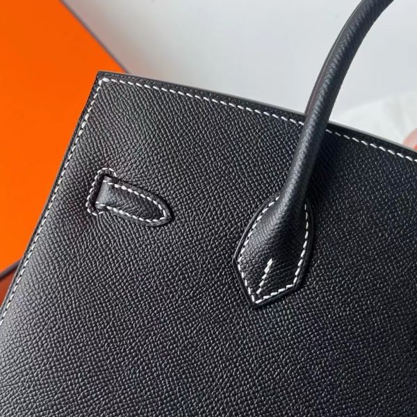 Hermes Birkin 25 Sellier Handmade Bag In Noir Epsom Calfskin - Image 5