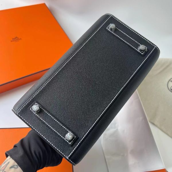 Hermes Birkin 25 Sellier Handmade Bag In Noir Epsom Calfskin - Image 7