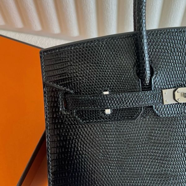 Hermes Birkin 25 Sellier Handmade Bag in Black Lizard Leather - Image 2