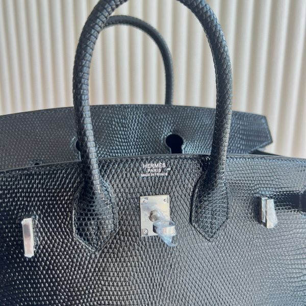 Hermes Birkin 25 Sellier Handmade Bag in Black Lizard Leather - Image 3