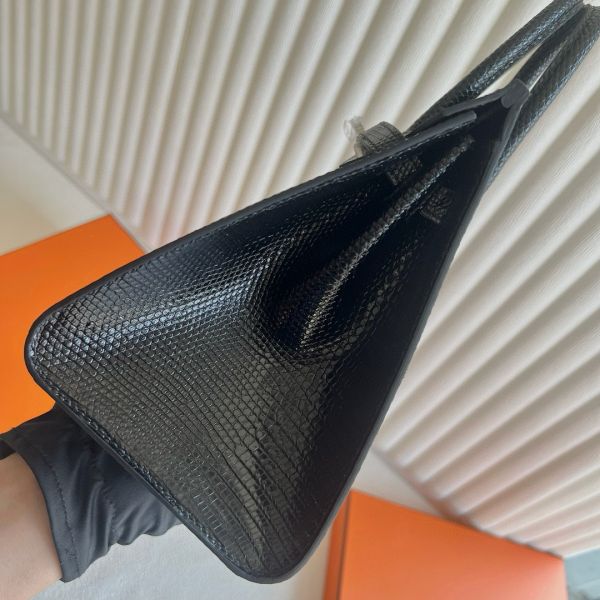 Hermes Birkin 25 Sellier Handmade Bag in Black Lizard Leather - Image 6