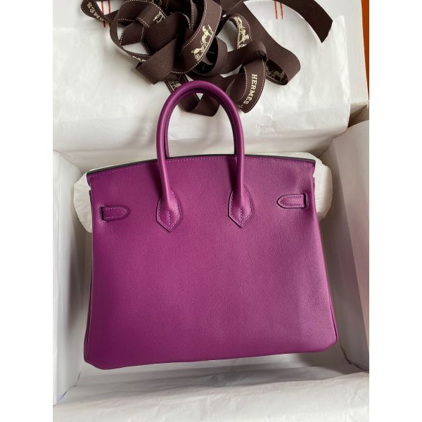 Hermes Birkin 25 Retourne Handmade Bag In Anemone Swift Calfskin - Image 2