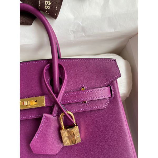 Hermes Birkin 25 Retourne Handmade Bag In Anemone Swift Calfskin - Image 3