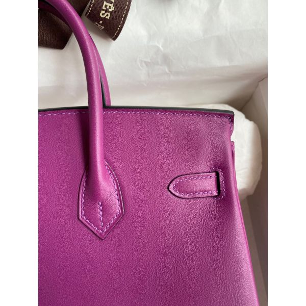 Hermes Birkin 25 Retourne Handmade Bag In Anemone Swift Calfskin - Image 4