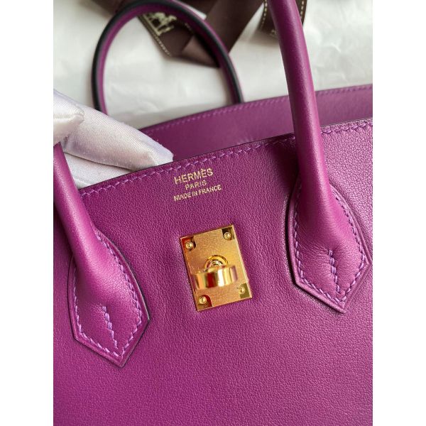 Hermes Birkin 25 Retourne Handmade Bag In Anemone Swift Calfskin - Image 6