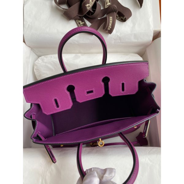 Hermes Birkin 25 Retourne Handmade Bag In Anemone Swift Calfskin - Image 7