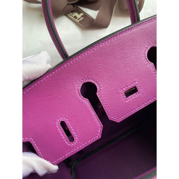 Hermes Birkin 25 Retourne Handmade Bag In Anemone Swift Calfskin - Image 8