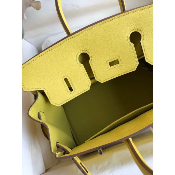 Hermes Birkin 25 Retourne Handmade Bag In Lime Swift Calfskin - Image 7