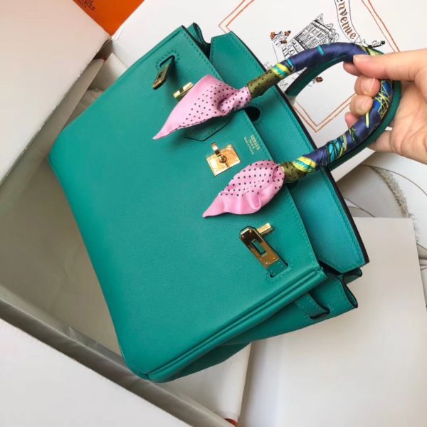 Hermes Birkin 25 Handmade Bag In Malachite Swift Leather - Image 2