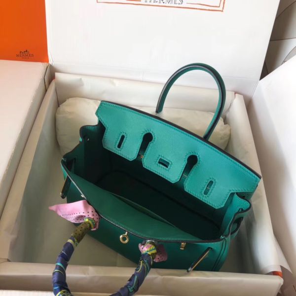 Hermes Birkin 25 Handmade Bag In Malachite Swift Leather - Image 4